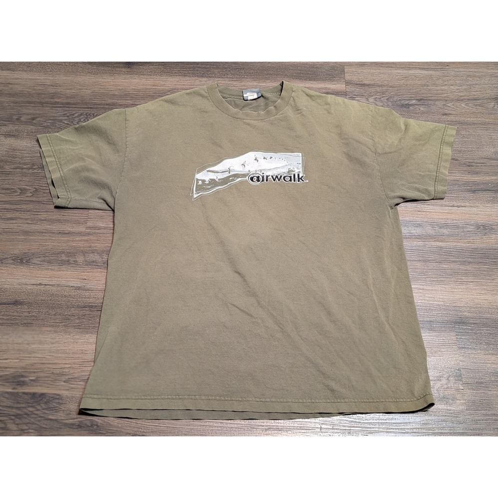 Airwalk Vintage 90s Skate Graphic T-Shirt Olive Green Mens XL Logo Tee